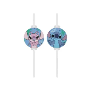 Słomka papierowe z medalionem Stitch & Angel Disney, 4 szt. 4 szt Godan (96919)