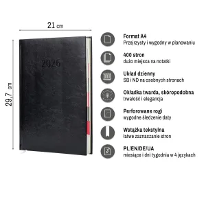 Kalendarz książkowy (terminarz) A4 Press (DZIENNY)