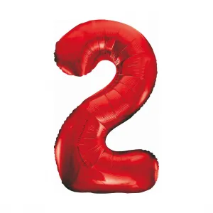 Balon foliowy Godan cyfra 2 czerwona  85cm (BCHCW2)
