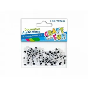Oczka oczy samoprzylepne 7mm 150 szt Craft with Fun (383656)