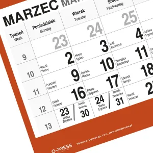 Kalendarz ścienny KOT 310mm x 790mm Press