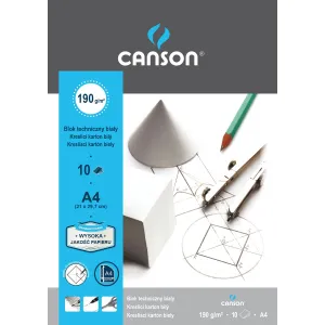 Blok techniczny A4 biały 190g 10k [mm:] 210x297 Canson (400015145)