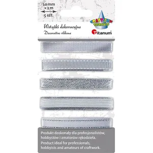 Wstążka Craft-Fun Series 5 wzorów 10x2 [mm x m] srebrna Titanum (709062（silver))
