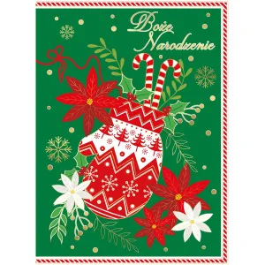 Kartka składana BN SWIATECZNA REKAWICA MERRY CHRISTMAS B6 Henry (5905701480548)