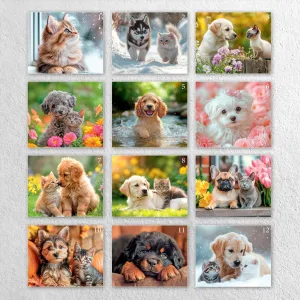 Kalendarz ścienny 16  stron wieloplanszowy A3 Press (kociaki i szczeniaki)