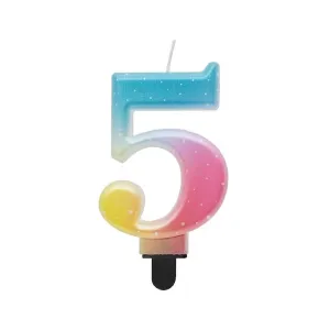 Świeczka urodzinowa cyferka 5, ombre, pastelowa, 8 cm Godan (SF-OPA5)