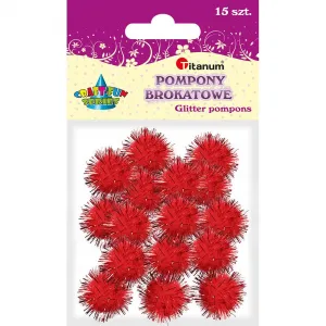 Pompony Titanum Craft-Fun Series brokatowe czerwone 15 szt (338529)