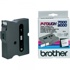 Taśma do drukarki etykiet Brother białe tło/czarny nadruk 24mm 8m (tx251)
