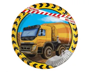 Talerz jednorazowy Budowa papier śr. 200mm 8 szt Godan (95468)