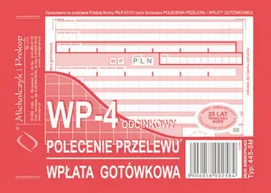 Druk samokopiujący A6 Polecenie przelewu / wpłata gotówkowa 80k. Michalczyk i Prokop (445-5M)