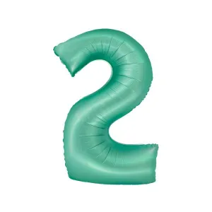 Balon foliowy Godan matowa cyfra 2, miętowa (CH-SMT2)