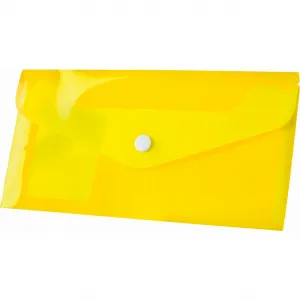 Teczka plastikowa na zatrzask Tetis koperta pp DL kolor: żółty 140 mic. 110mm x 220mm (BT612-Y)