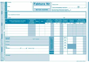 Druk samokopiujący Michalczyk i Prokop Faktura - metoda kasowa wzór pełny dla prowadzących sprzedaż w cenach netto A5 80k. (151-3E)