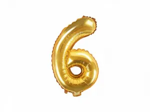 Balon foliowy Partydeco cyfra 6 złota 14cal (FB10M-6-019)