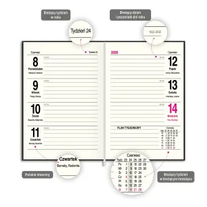 Kalendarz książkowy (terminarz) PRESTIGE A6 Press (tygodniowy)