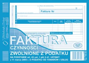 Druk offsetowy A5 Faktura czynności zwolnione z podatku 80k. Michalczyk i Prokop (198-3E)