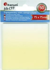 Notes samoprzylepny (karteczki) transparentne, z polipropylenu 75x75 50k [mm:] 75x75 Titanum