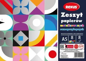 Zeszyt papierów kolorowych metalizowane samoprzylepne A5 8k Rexus (2143)