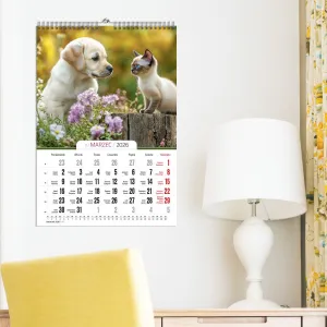Kalendarz ścienny 16  stron wieloplanszowy A3 Press (kociaki i szczeniaki)