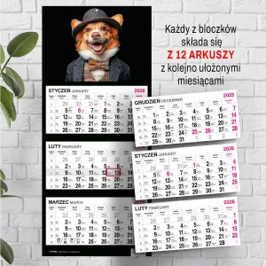 Kalendarz ścienny PIES 310mm x 790mm Press