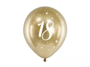 Balon gumowy Partydeco 18 urodziny złoty 300mm (CHB14-1-18-019-6)