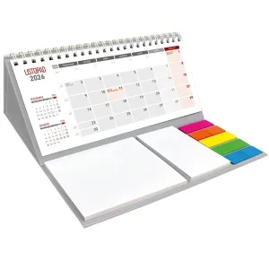 Kalendarz biurkowy miesięczny MAXI biurkowy z notesem, spiralowany 309mm x 192mm Wydawnictwo Wokół Nas (KB 054 B szary)