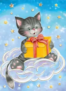Kartka składana B6 KOT Z PREZENTEM B6 Henry (5905701480272)