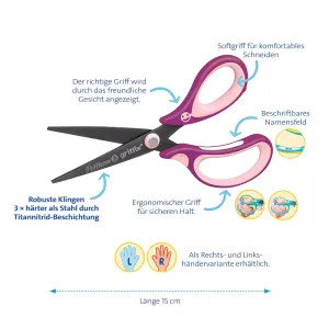 Nożyczki Griffix spiczaste praworęczne mix Pelikan (300009549)