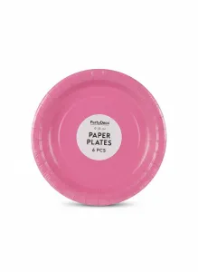 Talerz jednorazowy ciemno różowy papier śr. 180mm 6 szt Partydeco (TPP90-006)