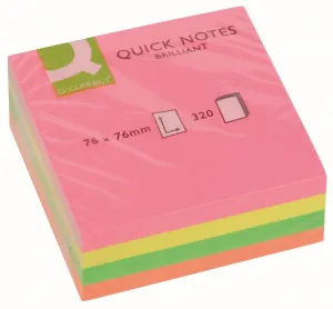 Notes samoprzylepny Q-Connect neonowe neonowy 320k 76mm x 76mm (KF01348)