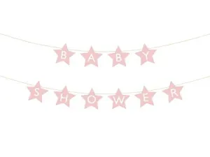 Baner Baby shower, 290x16.5 cm, jasny różowy Partydeco (GRL97-081J)
