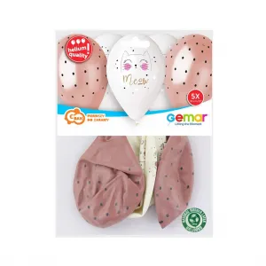 Balon gumowy Godan kotek 13 cal, 5 sztuk pastelowy 5 szt mix 330mm 13cal (GMS120/KOT)