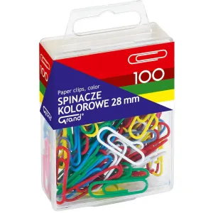 Spinacze okrągły kolorowy T4 28mm 100 szt Grand (110-1139)