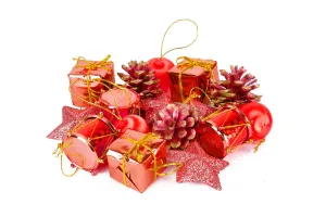 Ozdoba świąteczna Komplet ozdób choinkowych (16 szt.) czerwonych Arpex (BN6349CZE-1851)