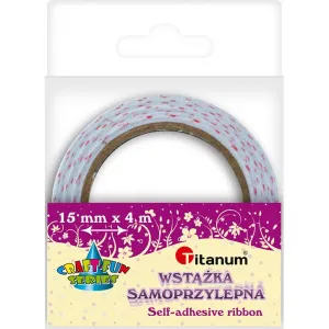 Taśma ozdobna Titanum Craft-Fun Series tekstylna samoprzylepna w kropki biała 15mm 4m