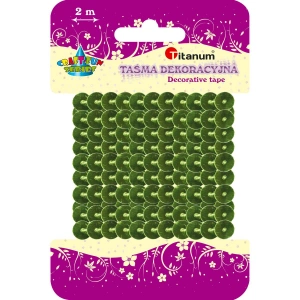 Taśma ozdobna Titanum Craft-Fun Series z cekinami zielona 6mm 2m (363640)