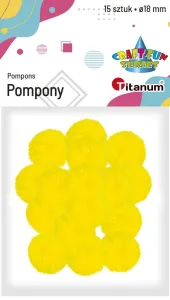 Pompony Craft-Fun Series żółte 15 szt Titanum