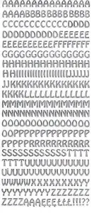 Litery samoprzylepne z ą, ę, ł srebrne Farro (012)