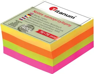 Notes samoprzylepny (karteczki) mix fluo 400k [mm:] 76x76 Titanum (YGSF-02)