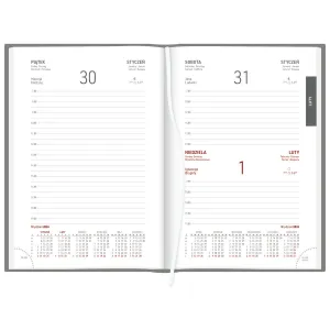 Kalendarz książkowy (terminarz) CZARNY aluminium DZIENNY B6 (237 B6DB)