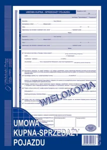 Druk samokopiujący A4 Umowa kupna-sprzedaży pojazdu 40k. Michalczyk i Prokop (650-1)