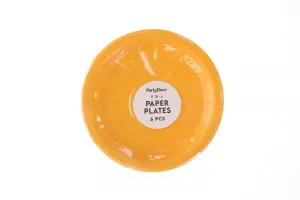 Talerz jednorazowy pomarańcz papier śr. 180mm 6 szt Partydeco (TPP90-005J)
