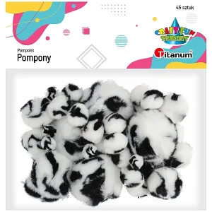 Pompony Titanum Craft-Fun Series tygrysie cętki biało-czarny 45 szt (16073F)